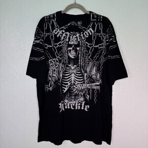 Affliction Haunted Mound Shirt Mens 3XL Hackle Down On Em Skeleton Chains Tee